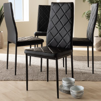 Baxton Studio 112157-4-Black Blaise Modern and Contemporary Black Faux Leather Upholstered Dining Chair (Set of 4)